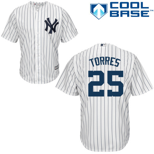 New York Yankees #25 Gleyber Torres White Cool Base Stitched Youth Jersey Youth