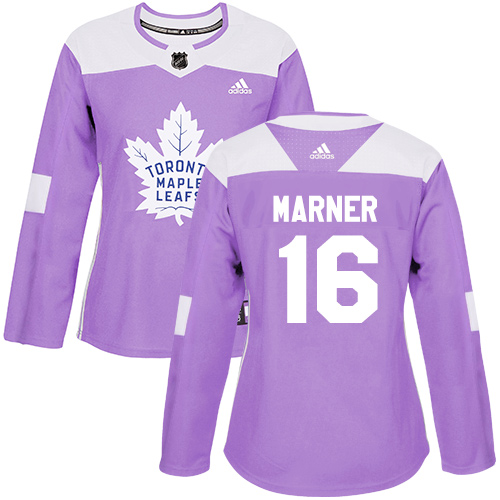Adidas Maple Toronto Maple Leafs #16 Mitchell Marner Purple Authentic Fights Cancer Women's Stitched Jersey Womens