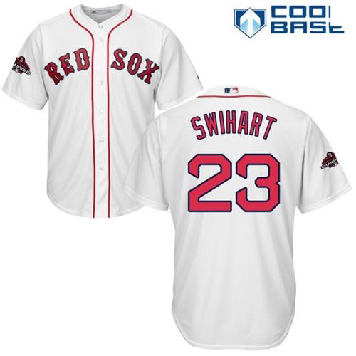 Boston Red Sox #23 Blake Swihart White Cool Base 2018 World Series Champions Stitched Youth Jersey Youth