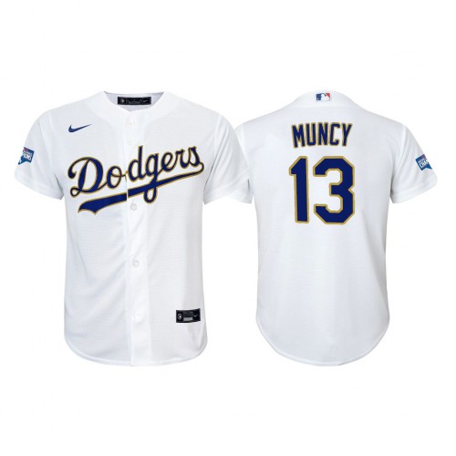 Los Angeles Los Angeles Dodgers #13 Max Muncy Youth 2021 Gold Program World Series Champions Jersey Whtie Youth