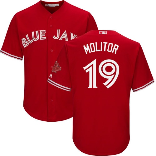 Toronto Blue Jays #19 Paul Molitor Red Cool Base Canada Day Stitched Youth Jersey Youth