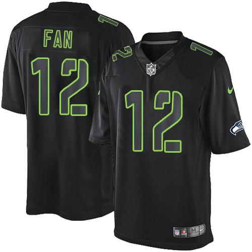 Seahawks #12 Fan Black Men's Stitched Impact Limited Jersey