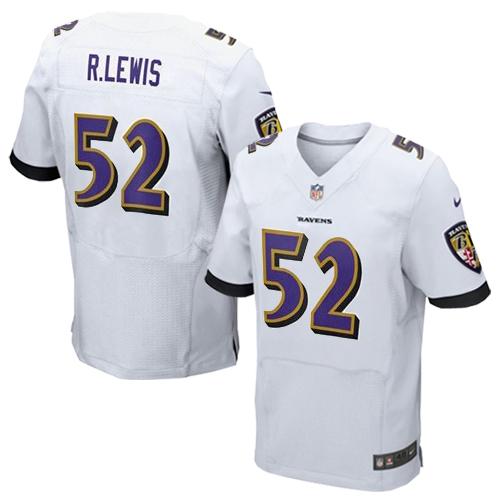 Ravens #52 Ray Lewis White Men's Stitched New Elite Jersey