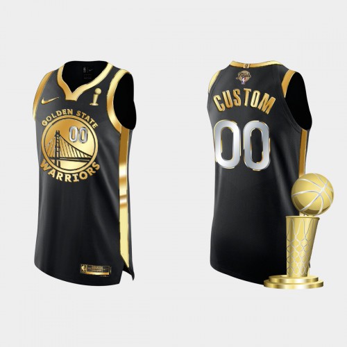 Golden State Warriors Custom Men's Black Golden 2021-22 Finals Champions Authentic Jersey