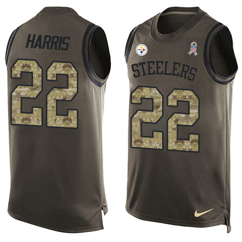 Steelers #22 Najee Harris Green Men's Stitched Limited Salute To Service Tank Top Jersey