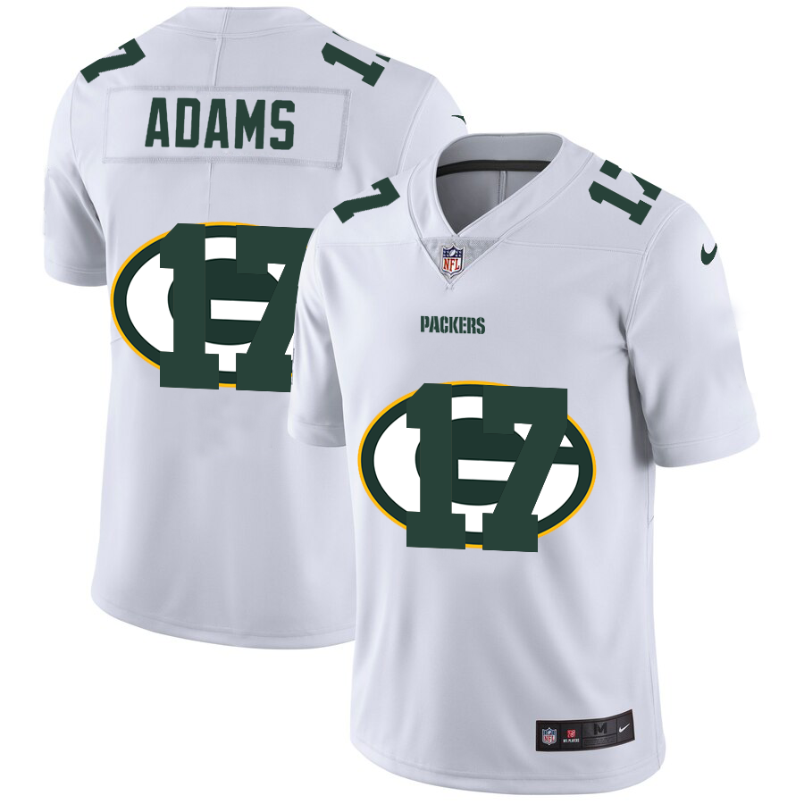 Green Bay Packers #17 Davante Adams White Men's Team Logo Dual Overlap Limited Jersey