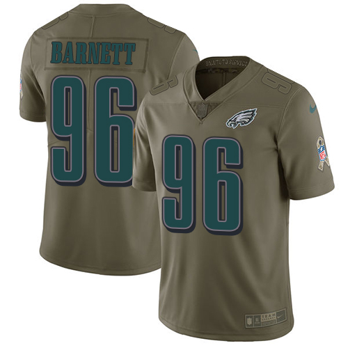 Philadelphia Eagles #96 Derek Barnett Olive Youth Stitched Limited 2017 Salute to Service Jersey Youth