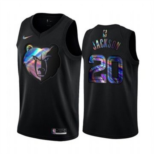 Memphis Grizzlies #20 Josh Jackson Mens Iridescent Holographic Collection Jersey - Black Mens