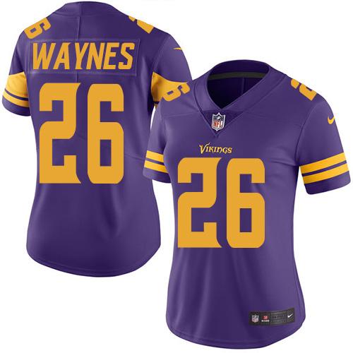 Minnesota Vikings #26 Trae Waynes Purple Women's Stitched Limited Rush Jersey Womens