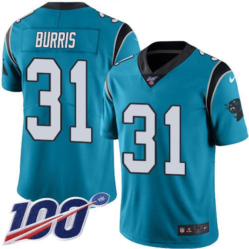 Carolina Panthers #31 Juston Burris Blue Alternate Youth Stitched 100th Season Vapor Untouchable Limited Jersey Youth