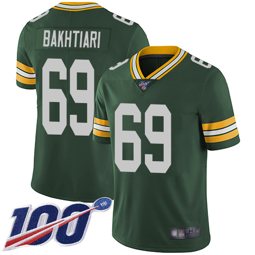 Green Bay Packers #69 David Bakhtiari Green Team Color Men's Stitched 100th Season Vapor Limited Jersey Men's