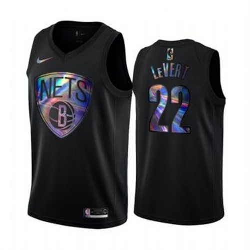 Brooklyn Nets #22 Caris LeVert Mens Iridescent Holographic Collection Jersey - Black Mens