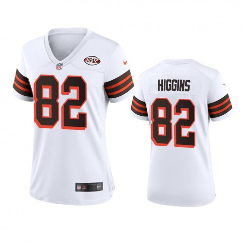 Women Cleveland Browns #82 Rashard Higgins 1946 Collection Alternate Game Limited Jersey - White Womens