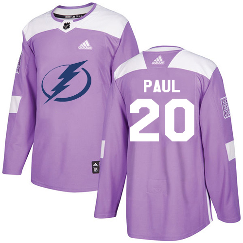 Adidas Tampa Bay Lightning #20 Nicholas Paul Purple Authentic Fights Cancer Stitched Youth Jersey Youth
