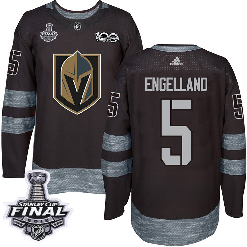 Adidas Golden Vegas Golden Knights #5 Deryk Engelland Black 1917-2017 100th Anniversary 2018 Stanley Cup Final Stitched Jersey Men's