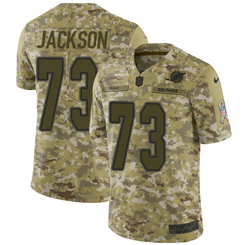 Miami Dolphins #73 Austin Jackson Camo Youth Stitched Limited 2018 Salute To Service Jersey Youth