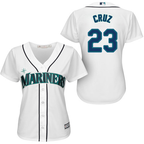 Seattle Mariners #23 Nelson Cruz White Home Women's Stitched Jersey Womens
