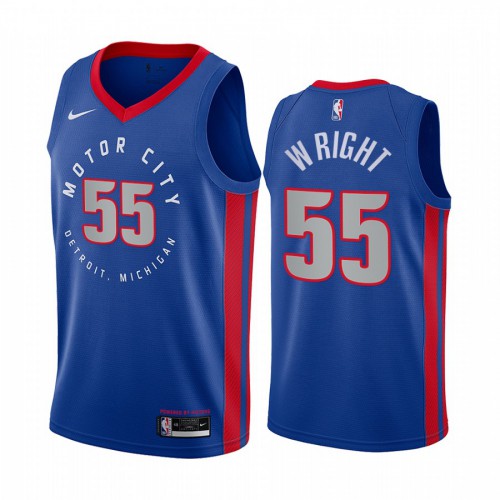 Detroit Pistons #55 Delon Wright Blue Swingman 2020-21 City Edition Jersey Mens
