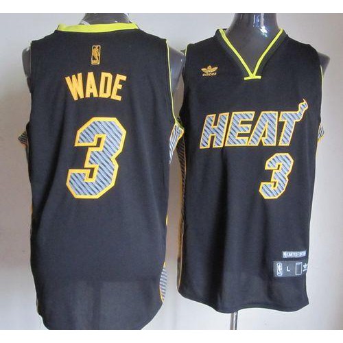Miami Heat #3 Dwyane Wade Black Electricity Fashion Stitched Jersey Mens