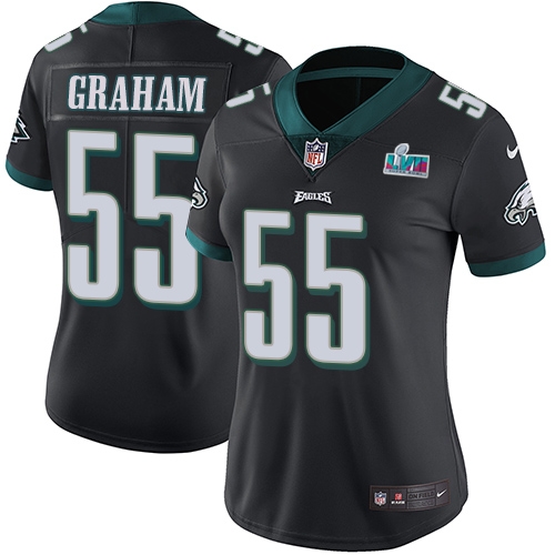 Eagles #55 Brandon Graham Black Super Bowl LVII Patch Alternate Women's Stitched Vapor Untouchable Limited Jersey
