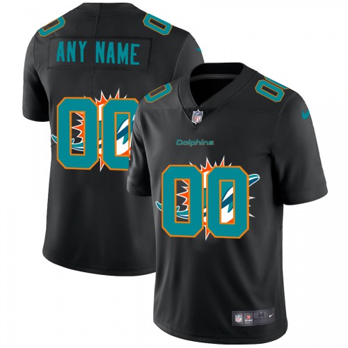 Miami Dolphins Custom Men's Team Logo Dual Overlap Limited Jersey Black