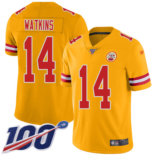 Kansas City Chiefs #14 Sammy Watkins Gold Men's Stitched Limited Inverted Legend 100th Season Jersey Men's
