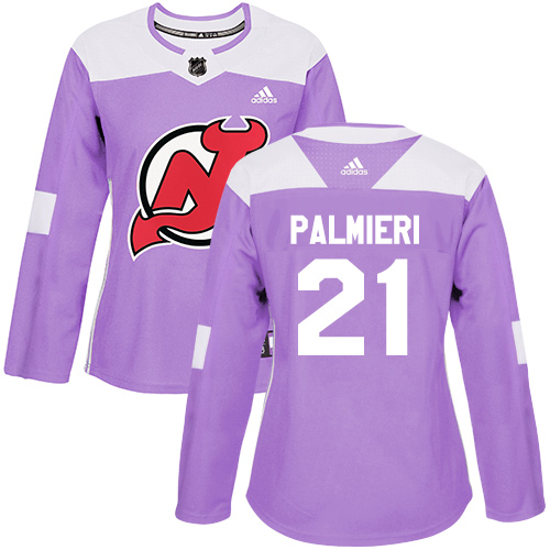 Adidas New Jersey Devils #21 Kyle Palmieri Purple Authentic Fights Cancer Women's Stitched Jersey Womens