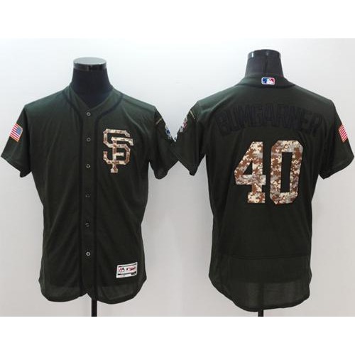 San Francisco Giants #40 Madison Bumgarner Green Flexbase Authentic Collection Salute to Service Stitched Jersey Men's