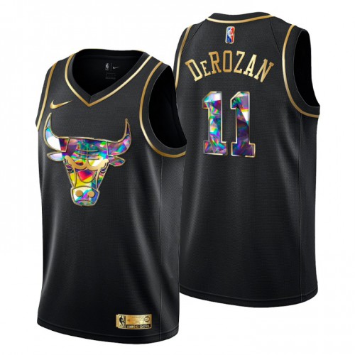 Chicago Chicago Bulls #11 Demar Derozan Mens Golden Edition Diamond Logo 2021/22 Swingman Jersey - Black Mens