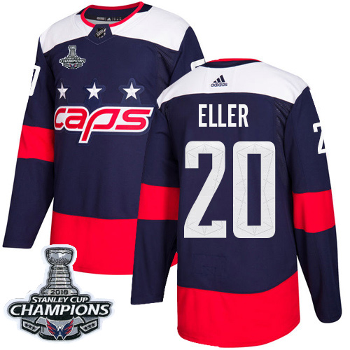 Adidas Washington Capitals #20 Lars Eller Navy Authentic 2018 Stadium Series Stanley Cup Final Champions Stitched Jersey Men's