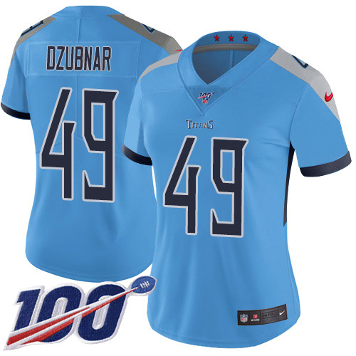 Tennessee Titans #49 Nick Dzubnar Light Blue Alternate Women's Stitched 100th Season Vapor Untouchable Limited Jersey Womens