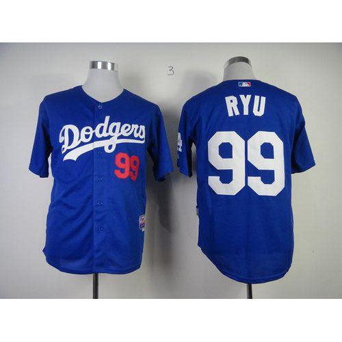 Los Angeles Dodgers #99 Hyun-Jin Ryu Light Blue Cool Base Stitched Jersey Men's