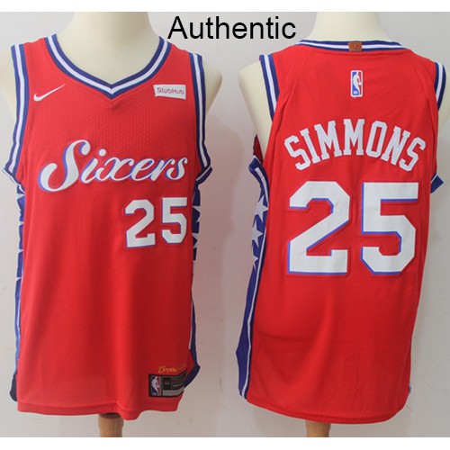 Philadelphia 76ers #25 Ben Simmons Red Authentic Statement Edition Jersey Mens