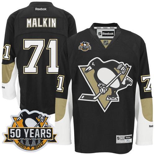 Pittsburgh Penguins #71 Evgeni Malkin Black 50th Anniversary Stitched Jersey Men's
