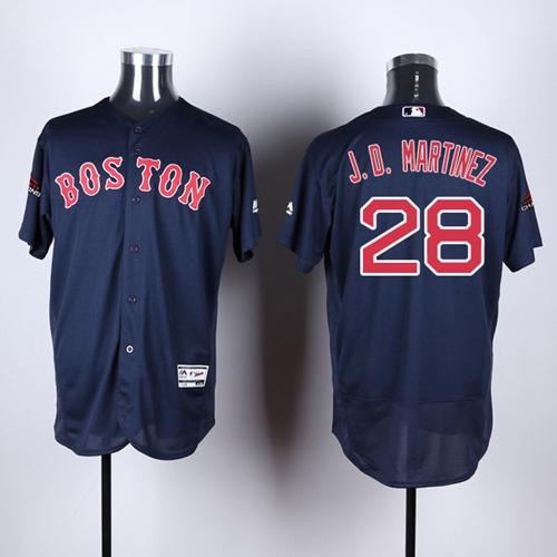 Boston Red Sox #28 J. D. Martinez Navy Blue Flexbase Authentic Collection 2018 World Series Champions Stitched Jersey Men's
