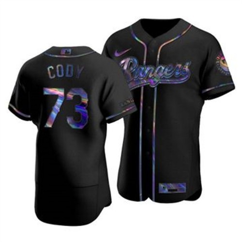 Texas Texas Rangers #73 Kyle Cody Men's Iridescent Holographic Collection Jersey - Black Men's