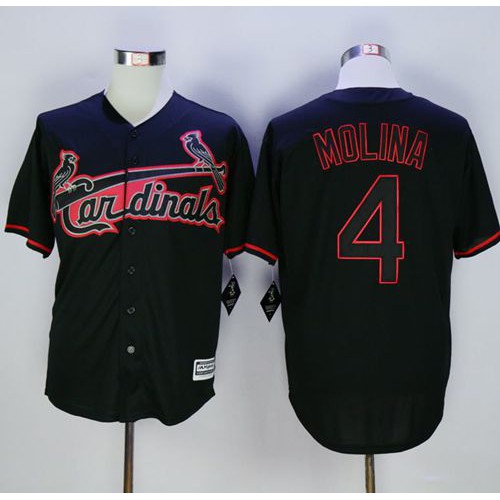 St.Louis Cardinals #4 Yadier Molina Black New Cool Base Fashion Stitched Jersey Men's