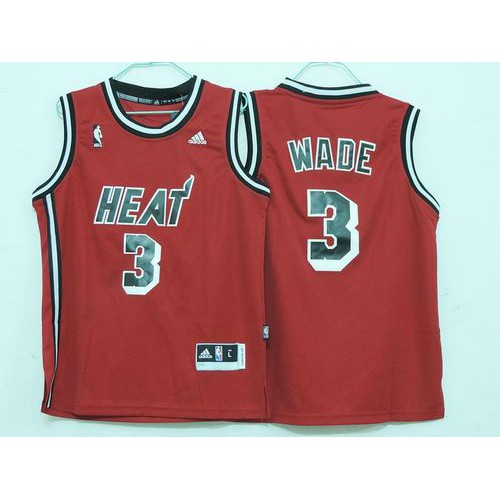 Miami Heat #3 Dwyane Wade Red Hardwood Classics Nights Stitched Youth Jersey Youth