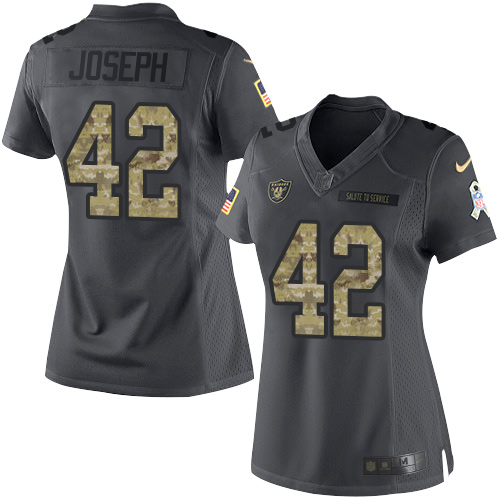 Las Vegas Raiders #42 Karl Joseph Black Women's Stitched Limited 2016 Salute to Service Jersey Womens