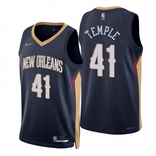 New Orleans Pelicans #41 Garrett Temple Navy Mens 2021-22 75th Anniversary Diamond Swingman Jersey - Icon Edition Mens
