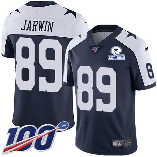 Dallas Cowboys #89 Blake Jarwin Navy Blue Thanksgiving Men's Stitched With Established In 1960 Patch 100th Season Vapor Untouchable Limited Throwb