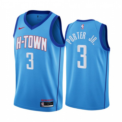 Houston Rockets #3 Kevin Porter Jr. Blue Womens Swingman 2020-21 City Edition Jersey Womens