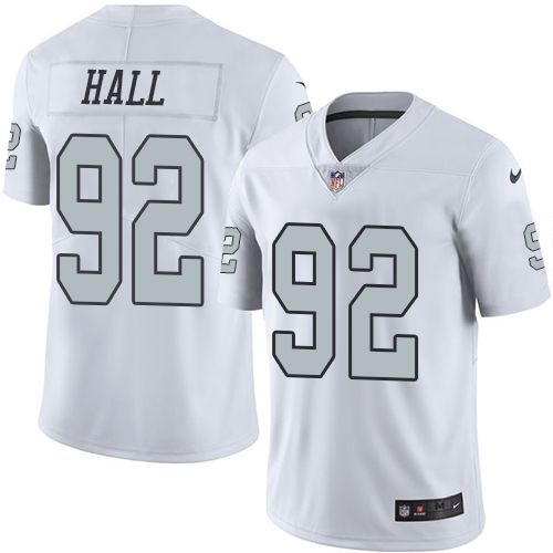 Las Vegas Raiders #92 P.J. Hall White Youth Stitched Limited Rush Jersey Youth