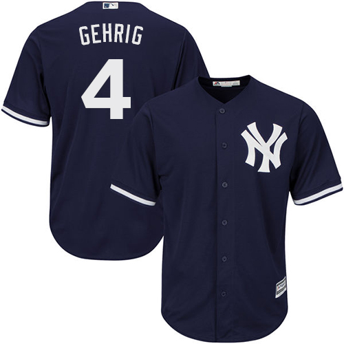 New York Yankees #4 Lou Gehrig Navy blue Cool Base Stitched Youth Jersey Youth