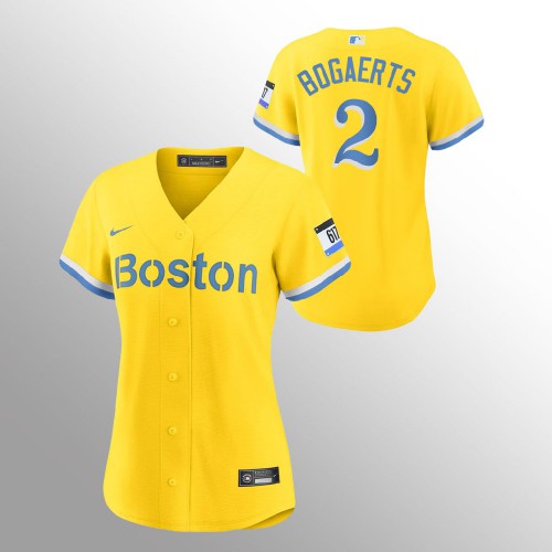 Boston Boston Red Sox #2 Xander Bogaerts Women's 2021 City Connect Gold Jersey Womens