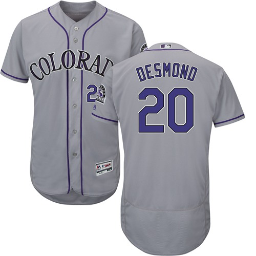 Colorado Rockies #20 Ian Desmond Grey Flexbase Authentic Collection Stitched Jersey Men's