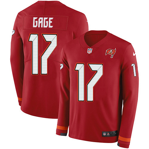 Buccaneers #17 Russell Gage Red Team Color Youth Stitched Limited Therma Long Sleeve Jersey