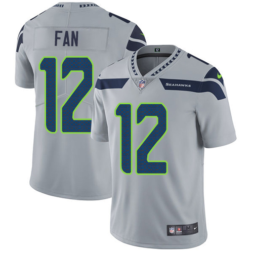 Seahawks #12 Fan Grey Alternate Men's Stitched Vapor Untouchable Limited Jersey