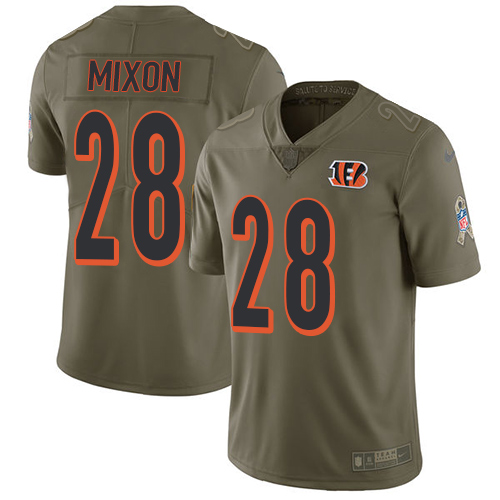 Bengals #28 Joe Mixon Olive Men's Stitched Limited 2017 Salute To Service Jersey