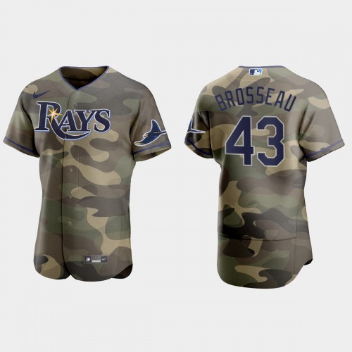 Tampa Bay Tampa Bay Rays #43 Mike Brosseau Men's 2021 Armed Forces Day Authentic Jersey -Camo Men's